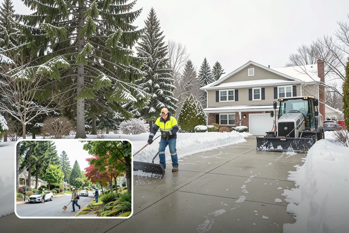 Snow Plowing in Beaux Arts Village, King County, WA - Rapid clearing of large paved areas