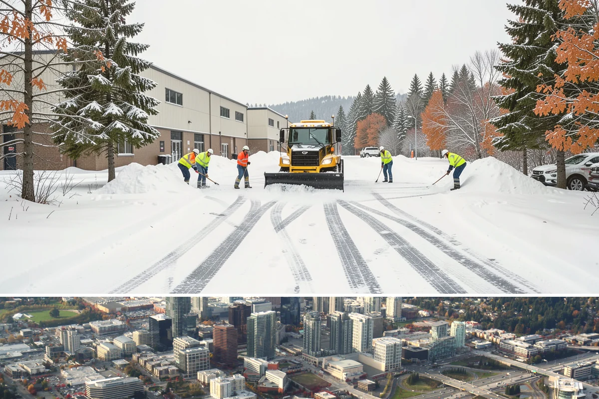 Snow Plowing in Bellevue, King County, WA - Plowing runs from the first accumulating snow, typically late November, through the end of the season in February or March.