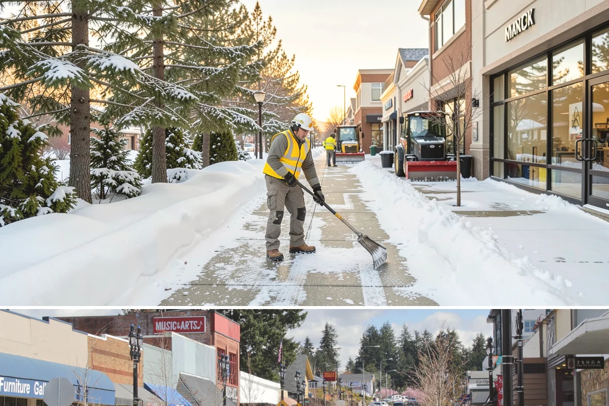 Snow Plowing in Bothell, King County, WA - Plowing runs from the first accumulating snow, typically late November, through the end of the season in February or March.
