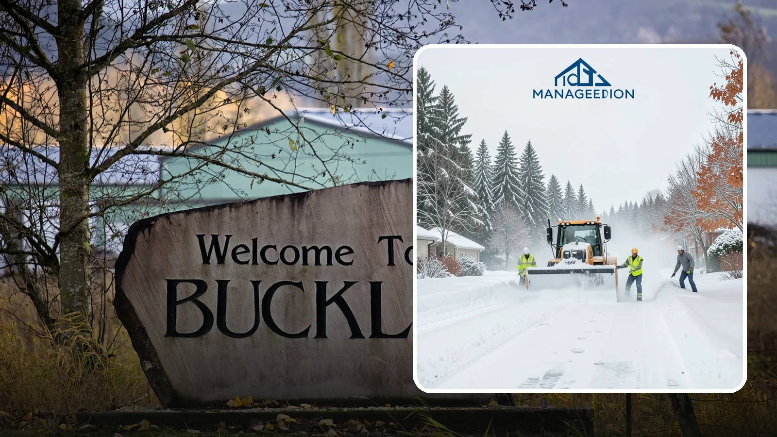 Snow Plowing in Buckley, Pierce County, WA - Our truck-mounted snow plowing quickly clears driveways, lots, and access roads across Western Washington.
