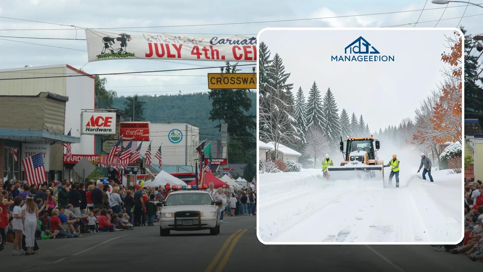 Snow Plowing in Carnation, King County, WA - Our truck-mounted snow plowing quickly clears driveways, lots, and access roads across Western Washington.