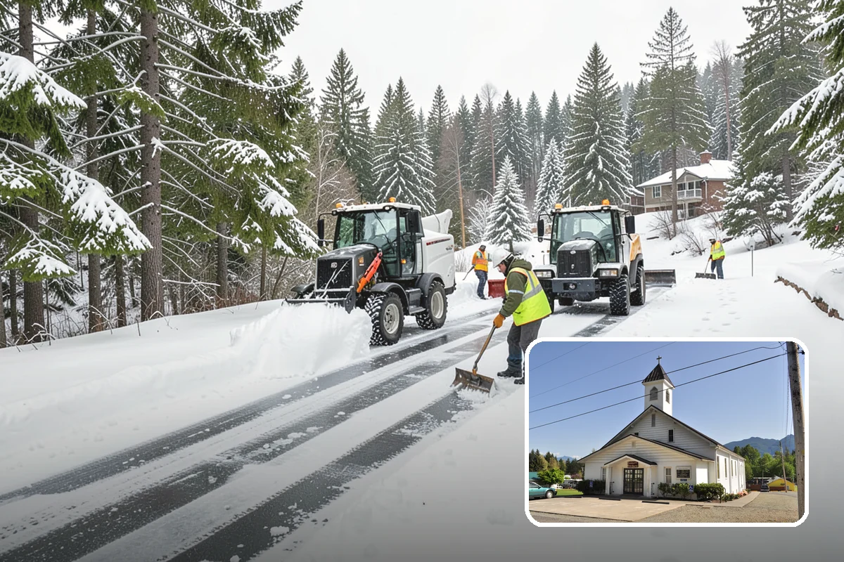 Snow Plowing in Concrete, Skagit County, WA - Rapid clearing of large paved areas
