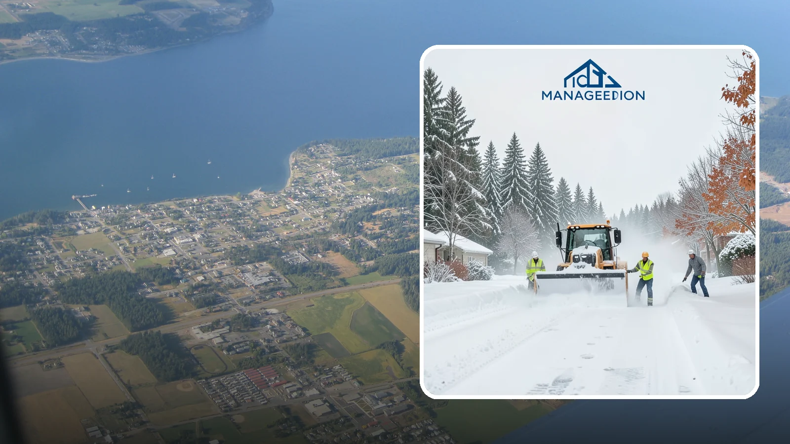 Snow Plowing in Coupeville, Island County, WA - Our truck-mounted snow plowing quickly clears driveways, lots, and access roads across Western Washington.