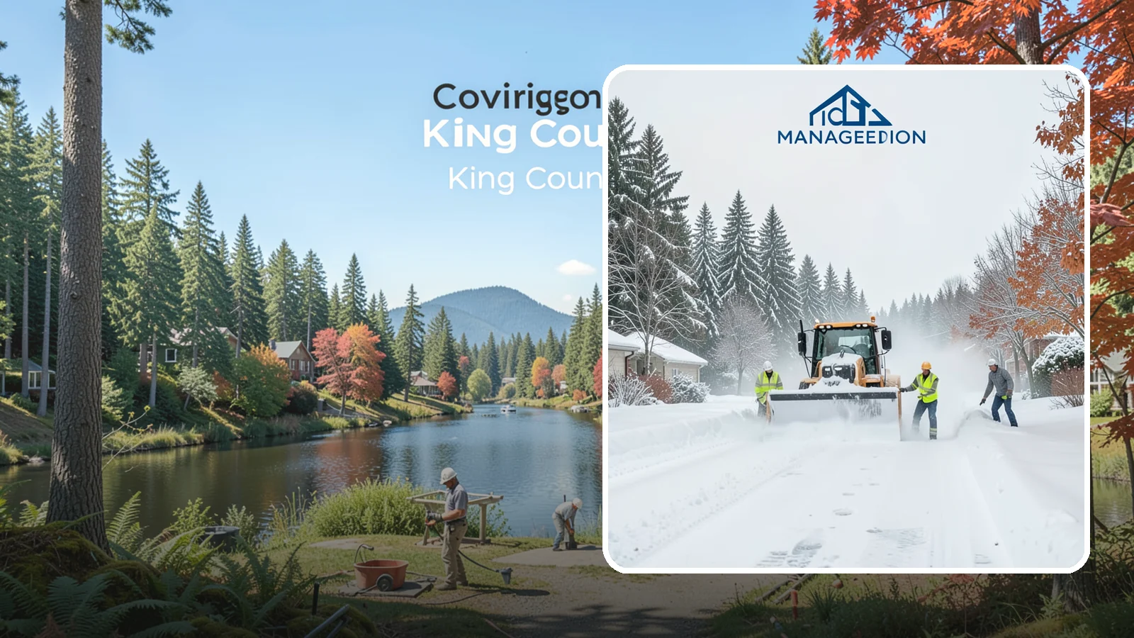 Snow Plowing in Covington, King County, WA - Our truck-mounted snow plowing quickly clears driveways, lots, and access roads across Western Washington.
