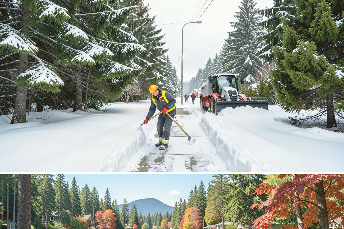 Snow Plowing in Covington, King County, WA - Plowing runs from the first accumulating snow, typically late November, through the end of the season in February or March.