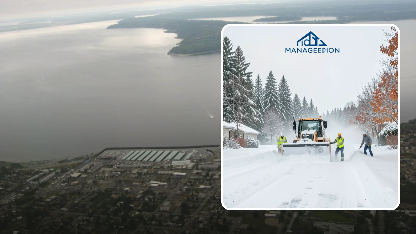 Snow Plowing in Des Moines, King County, WA - Our truck-mounted snow plowing quickly clears driveways, lots, and access roads across Western Washington.