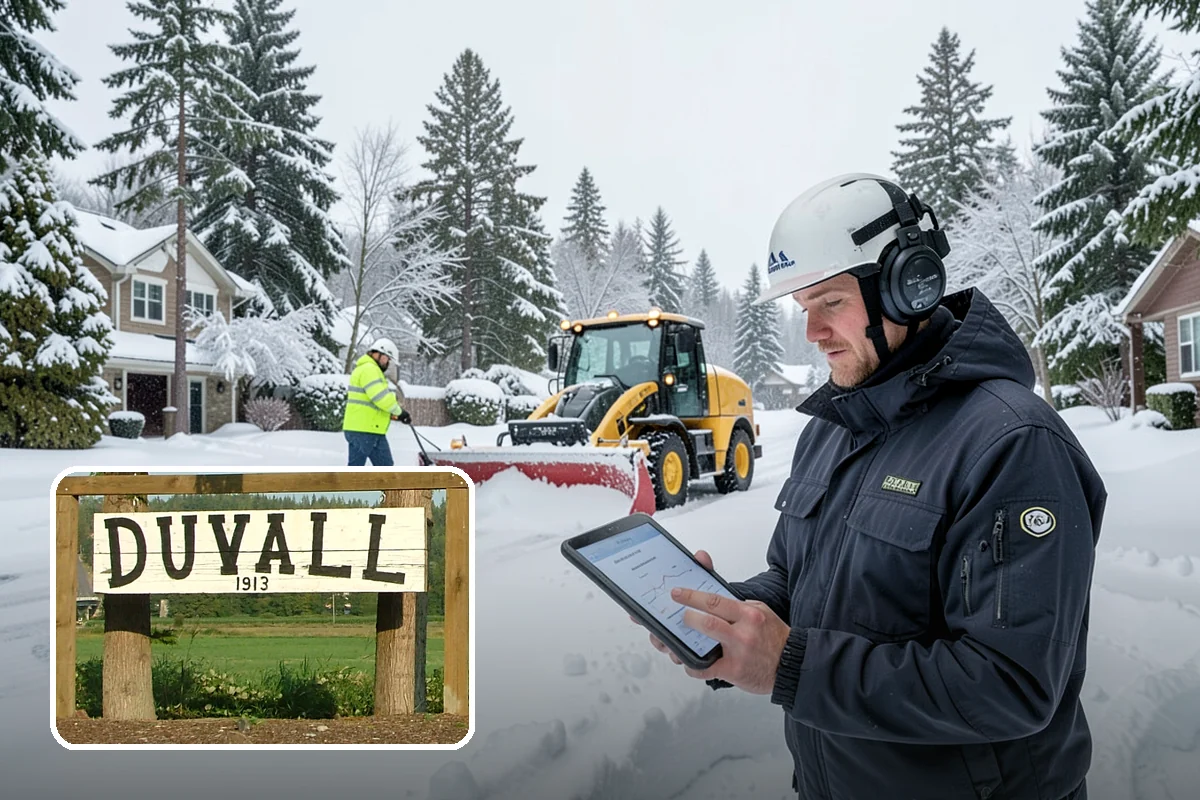 Snow Plowing in Duvall, King County, WA - Rapid clearing of large paved areas