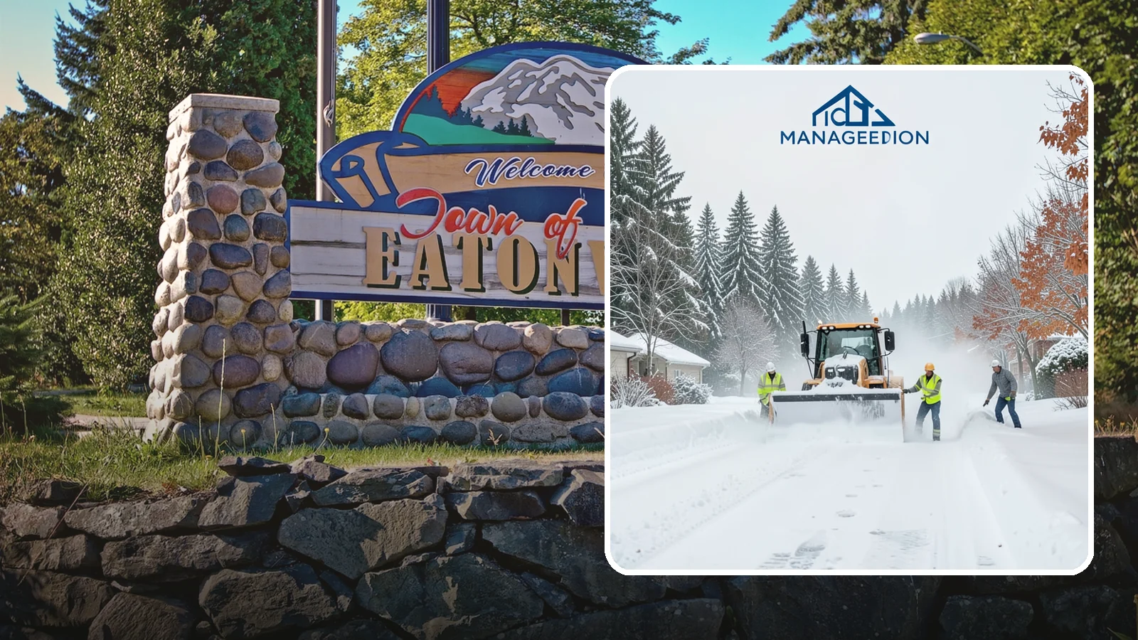 Snow Plowing in Eatonville, Pierce County, WA - Our truck-mounted snow plowing quickly clears driveways, lots, and access roads across Western Washington.