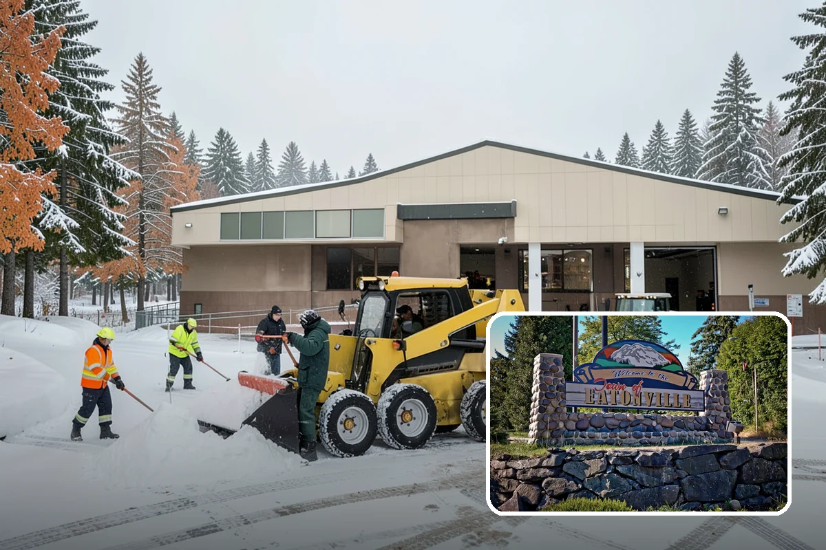 Snow Plowing in Eatonville, Pierce County, WA - Rapid clearing of large paved areas