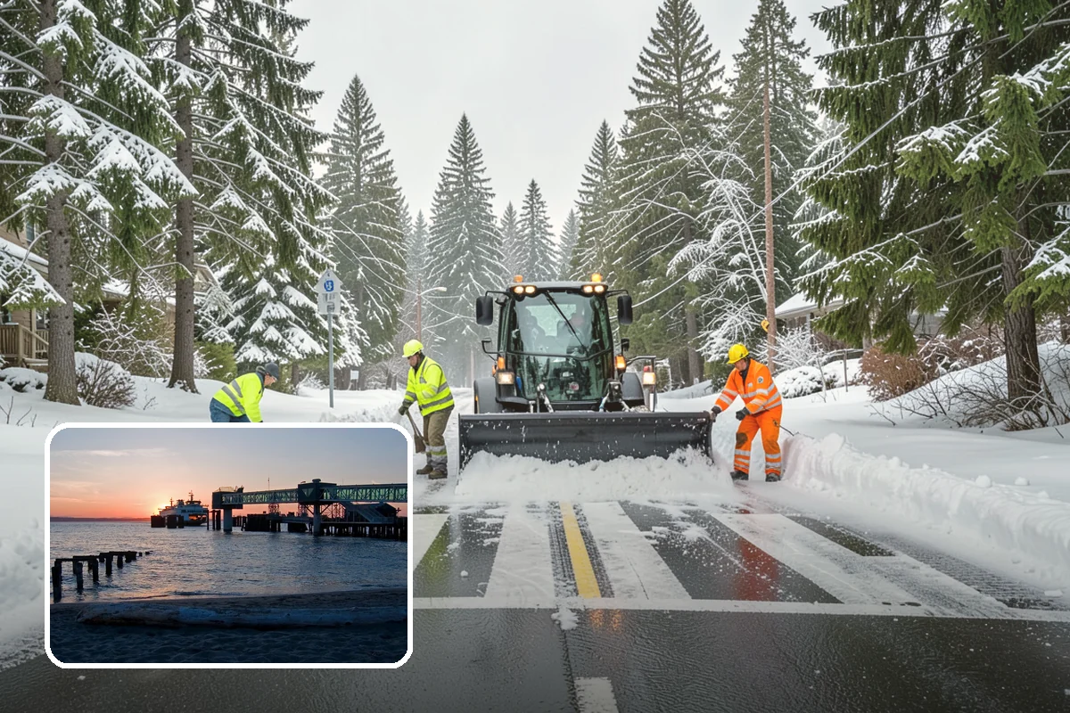 Snow Plowing in Edmonds, Snohomish County, WA - Rapid clearing of large paved areas