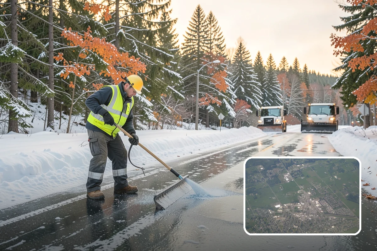 Snow Plowing in Enumclaw, King County, WA - Rapid clearing of large paved areas