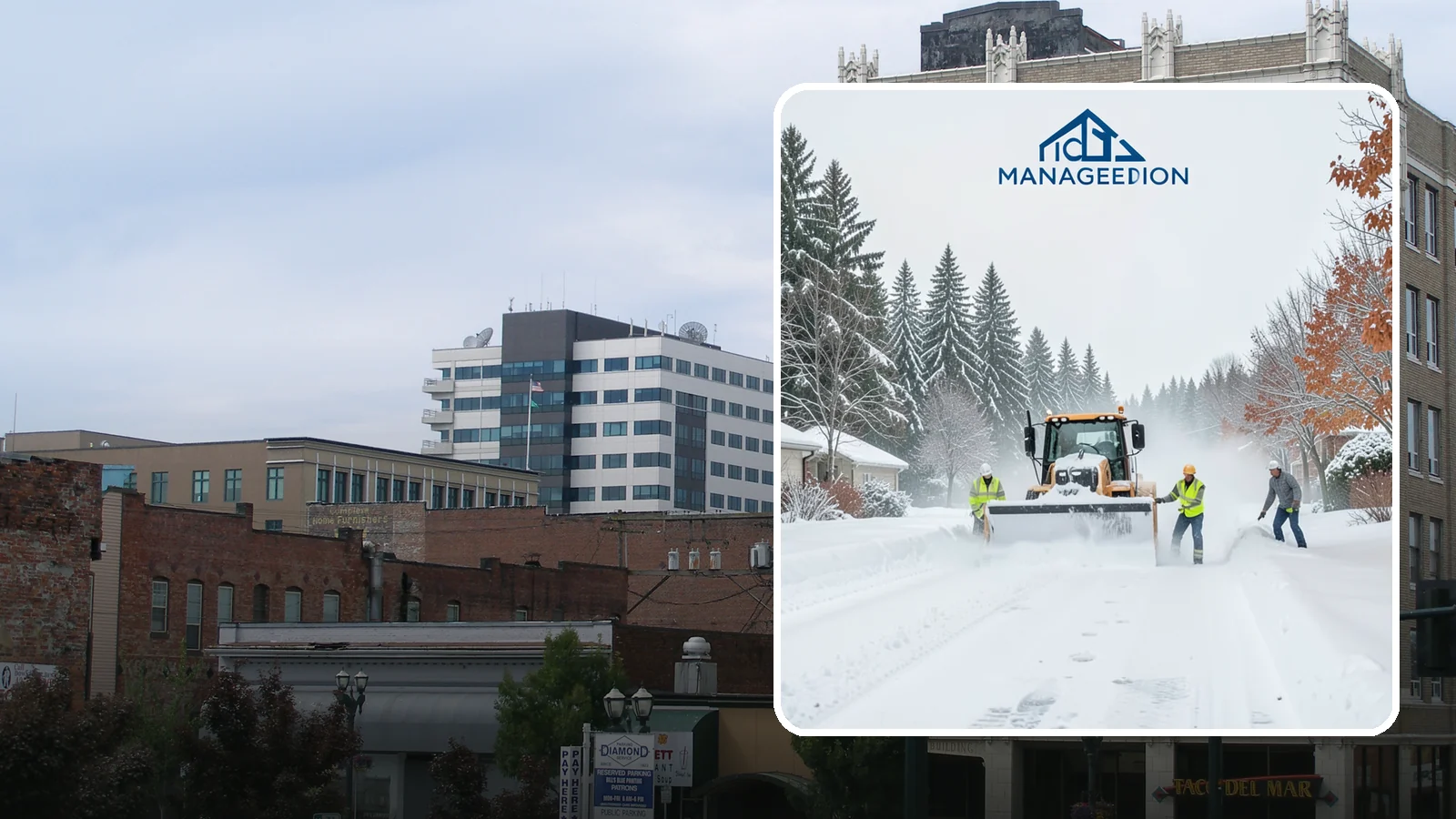 Snow Plowing in Everett, Snohomish County, WA - Our truck-mounted snow plowing quickly clears driveways, lots, and access roads across Western Washington.