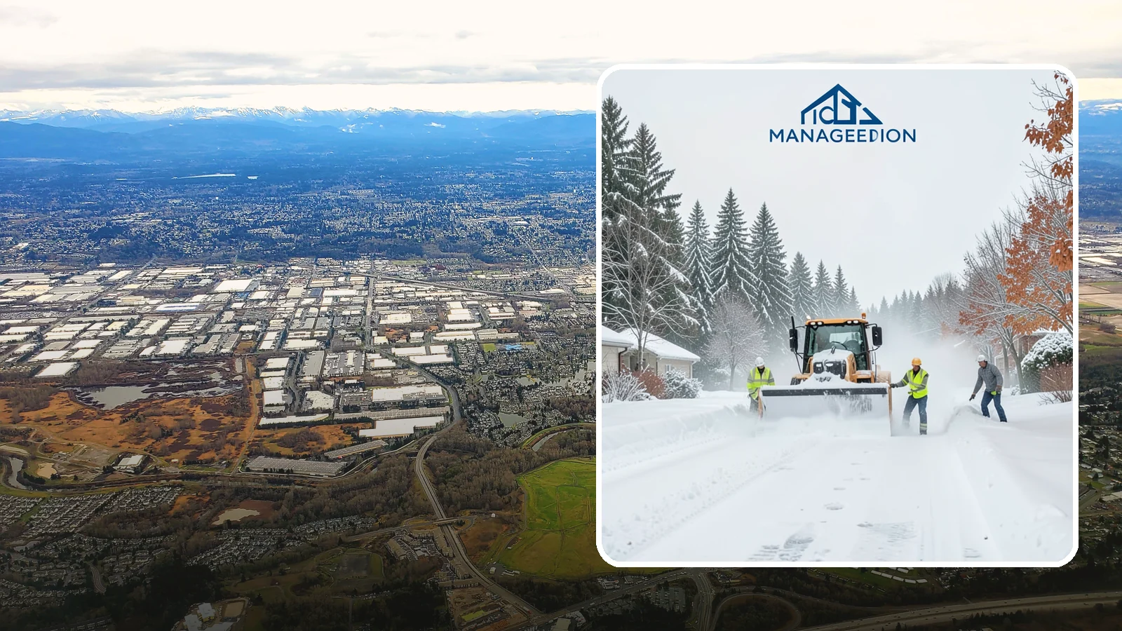 Snow Plowing in Kent, King County, WA - Our truck-mounted snow plowing quickly clears driveways, lots, and access roads across Western Washington.