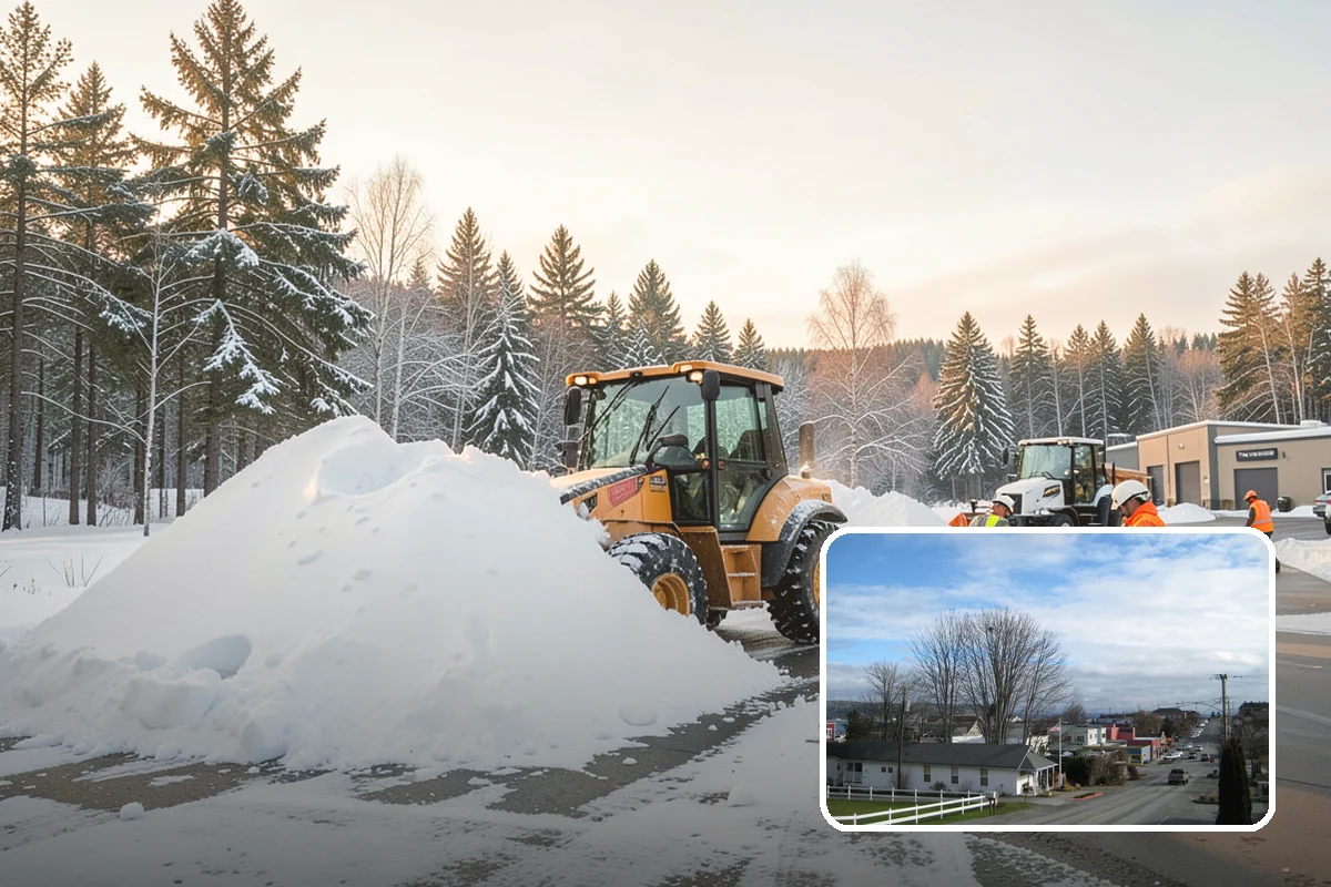 Snow Plowing in Langley, Island County, WA - Rapid clearing of large paved areas