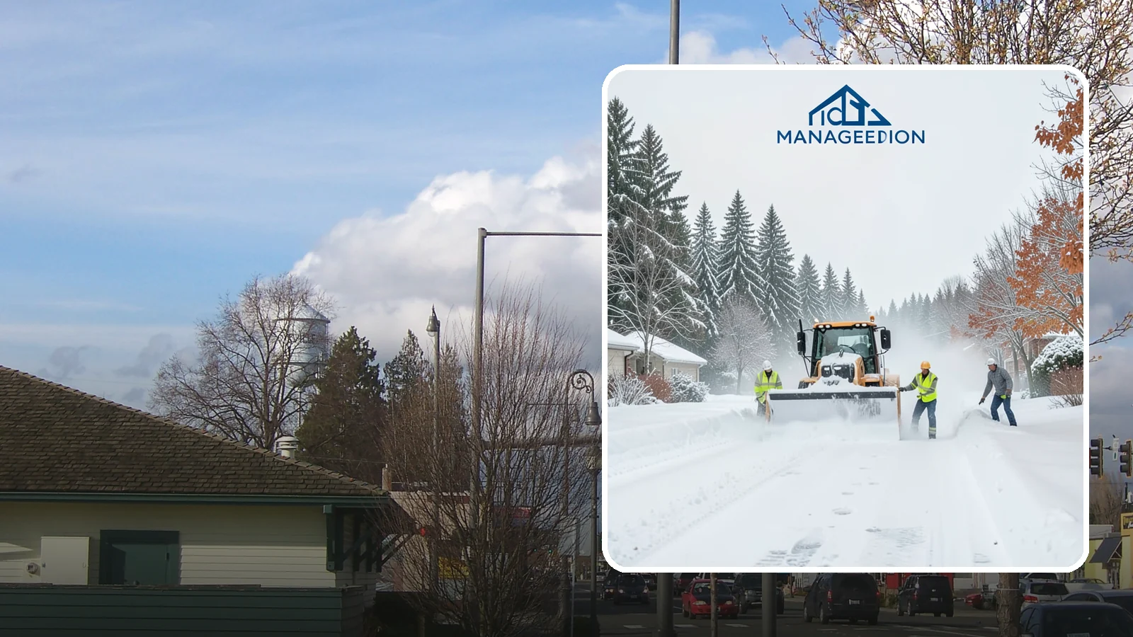 Snow Plowing in Marysville, Snohomish County, WA - Our truck-mounted snow plowing quickly clears driveways, lots, and access roads across Western Washington.