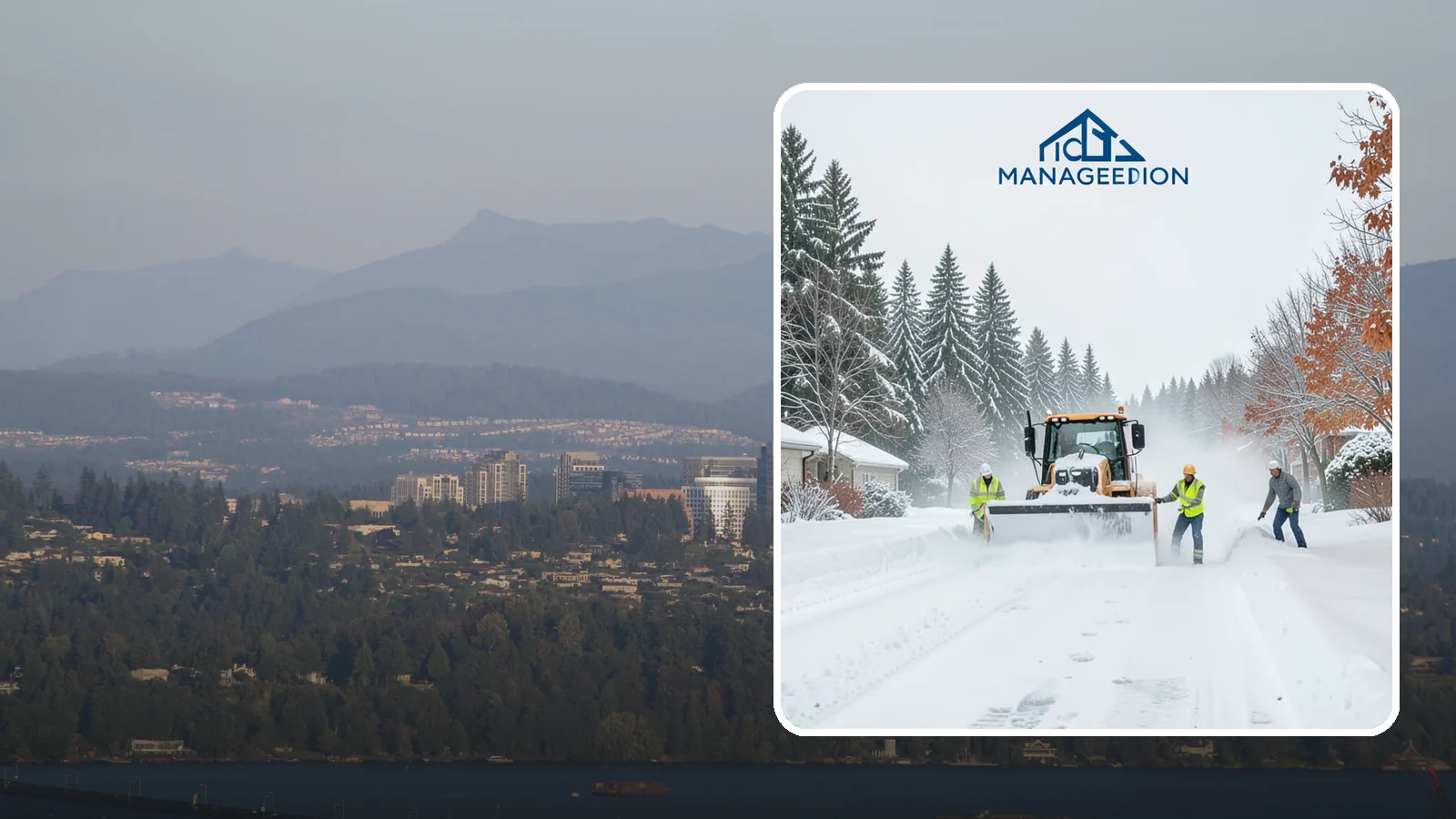 Snow Plowing in Medina, King County, WA - Our truck-mounted snow plowing quickly clears driveways, lots, and access roads across Western Washington.