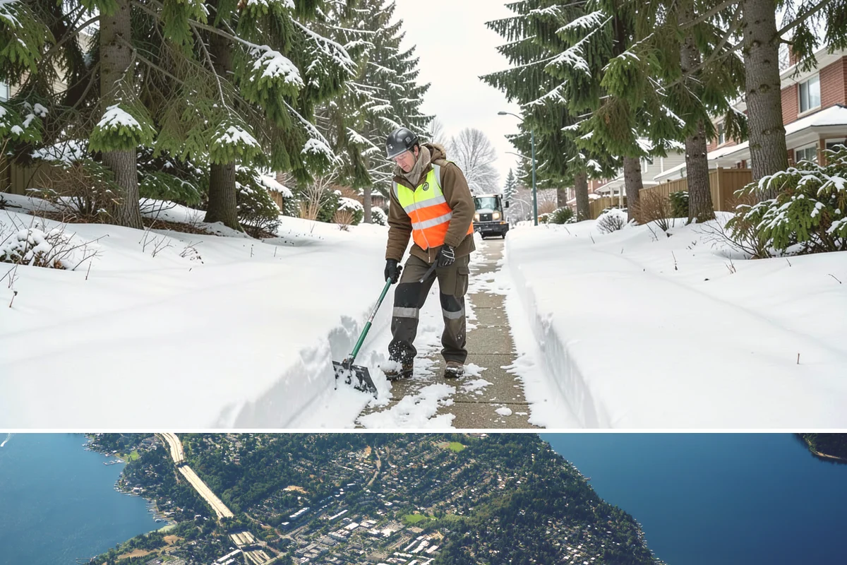 Snow Plowing in Mercer Island, King County, WA - Plowing runs from the first accumulating snow, typically late November, through the end of the season in February or March.