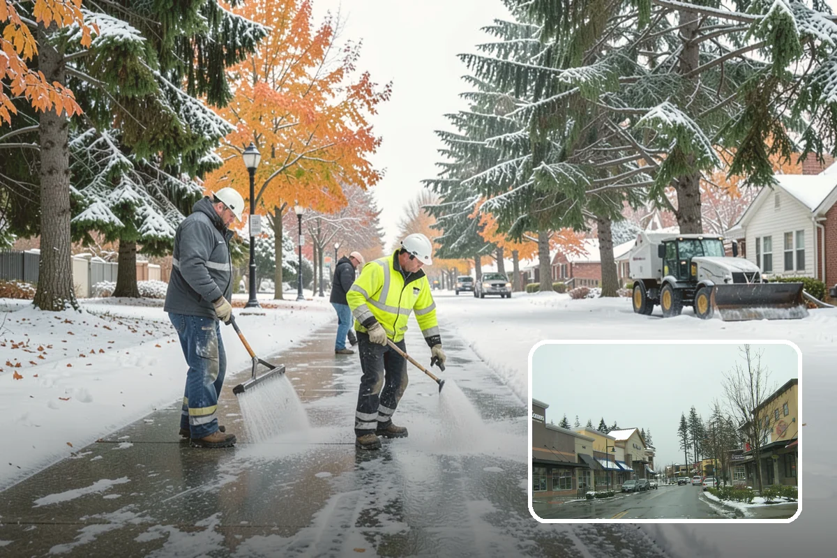 Snow Plowing in Mill Creek, Snohomish County, WA - Rapid clearing of large paved areas