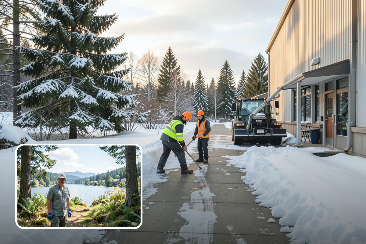 Snow Plowing in Milton, King County, WA - Rapid clearing of large paved areas