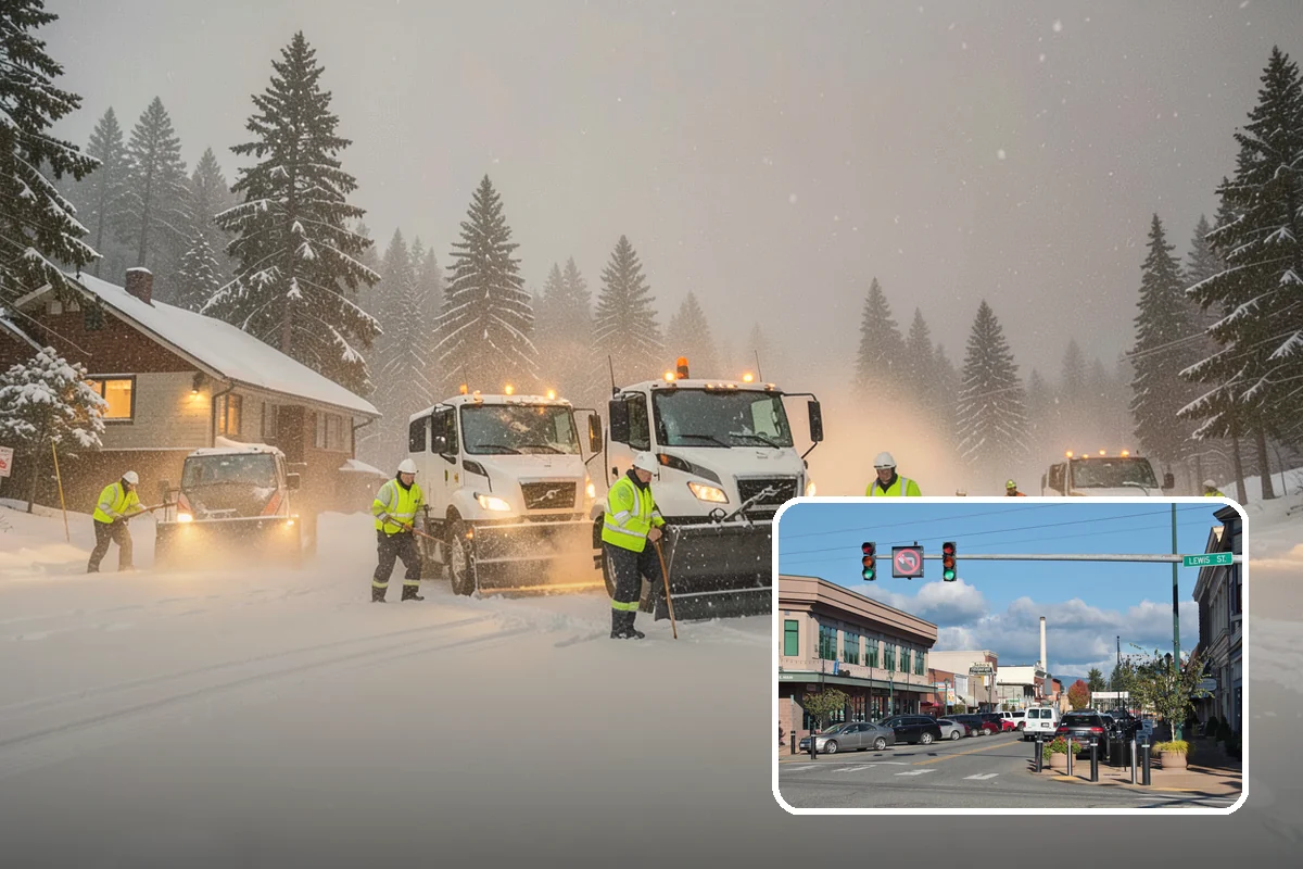 Snow Plowing in Monroe, Snohomish County, WA - Rapid clearing of large paved areas
