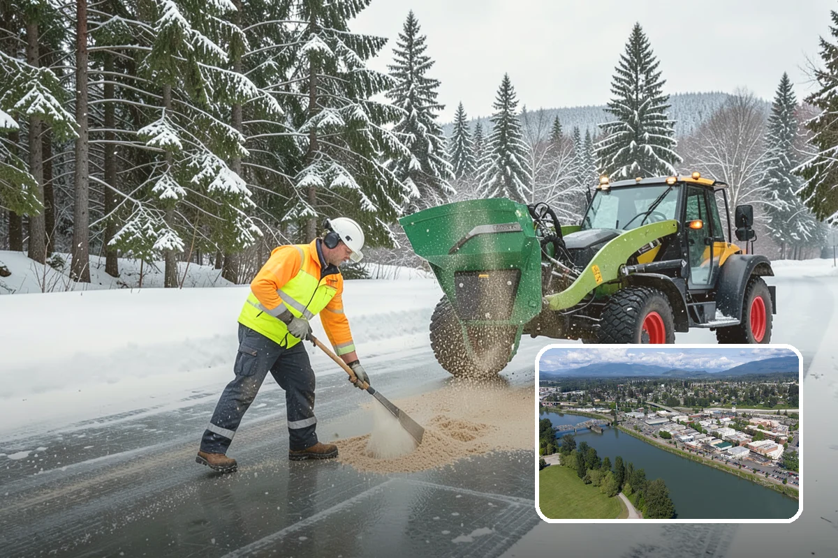 Snow Plowing in Mount Vernon, Skagit County, WA - Rapid clearing of large paved areas