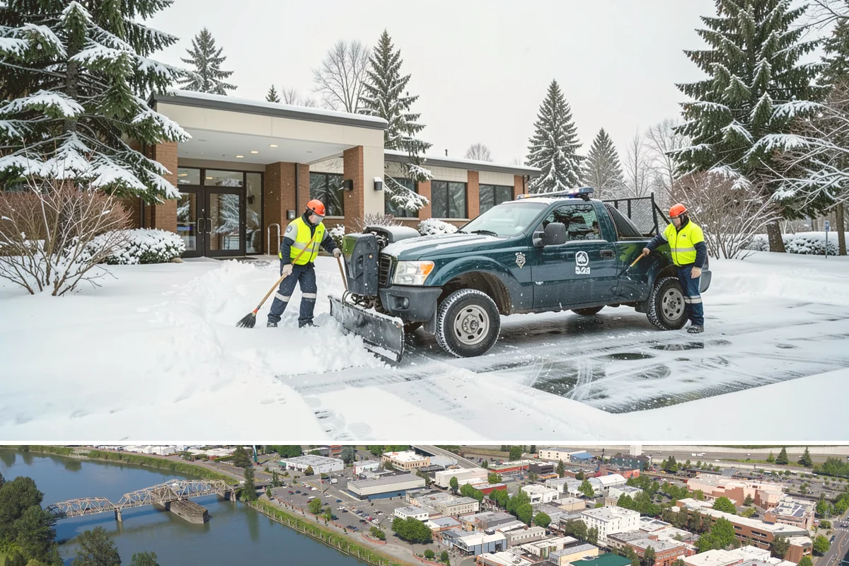 Snow Plowing in Mount Vernon, Skagit County, WA - Plowing runs from the first accumulating snow, typically late November, through the end of the season in February or March.