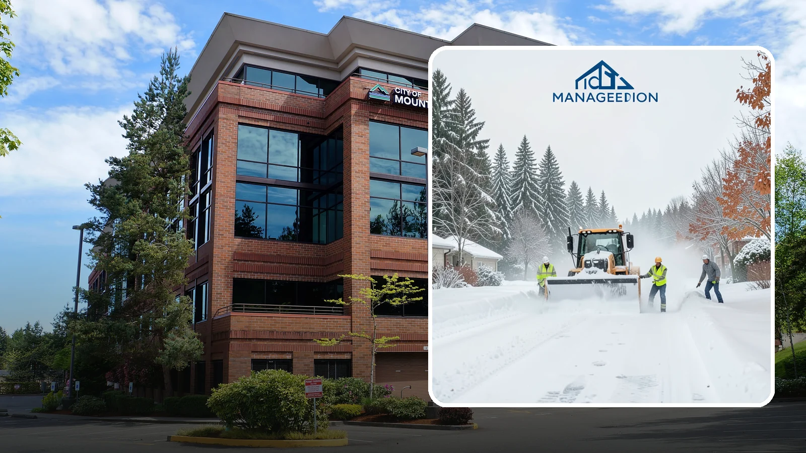 Snow Plowing in Mountlake Terrace, Snohomish County, WA - Our truck-mounted snow plowing quickly clears driveways, lots, and access roads across Western Washington.