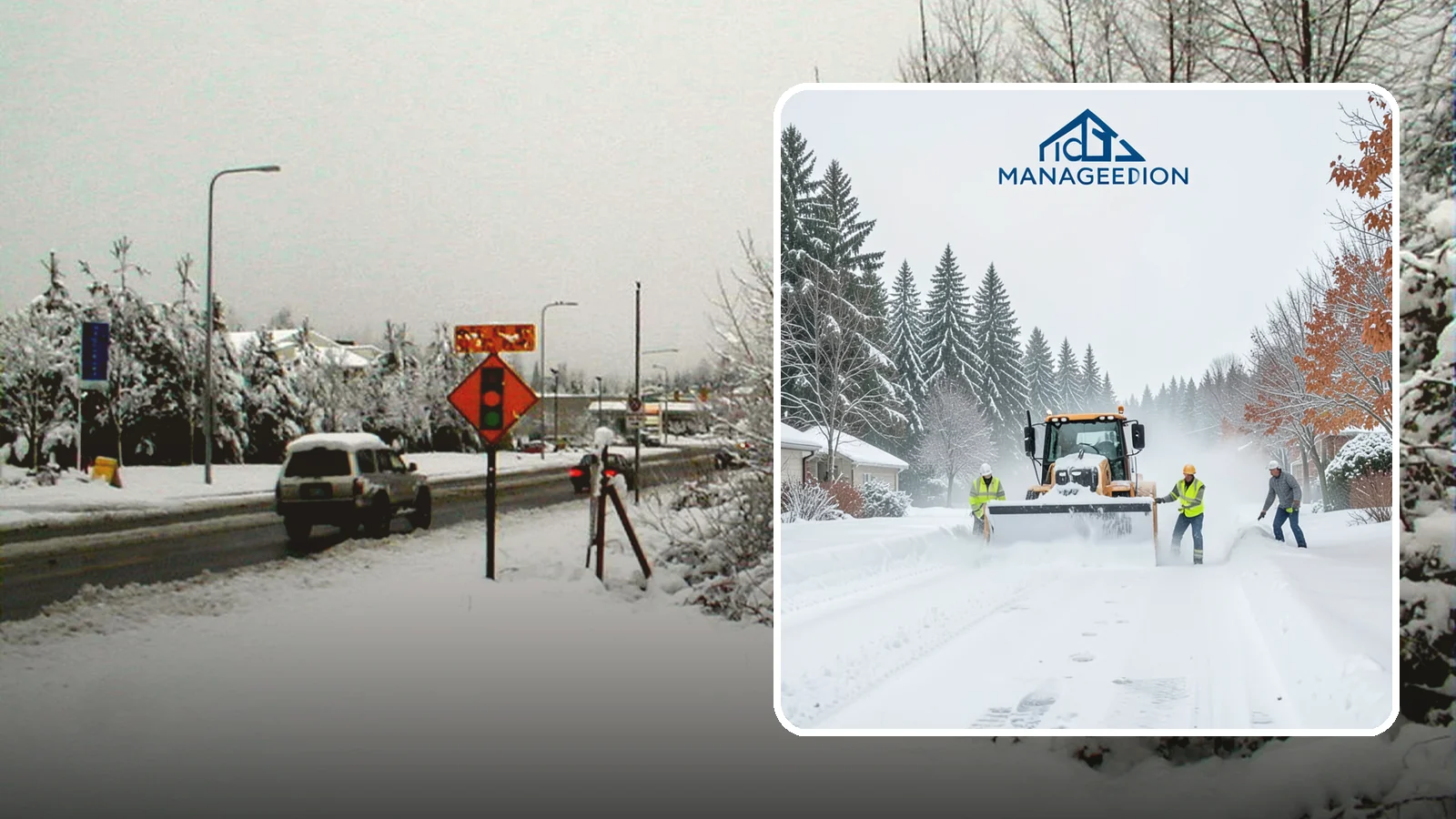 Snow Plowing in Newcastle, King County, WA - Our truck-mounted snow plowing quickly clears driveways, lots, and access roads across Western Washington.