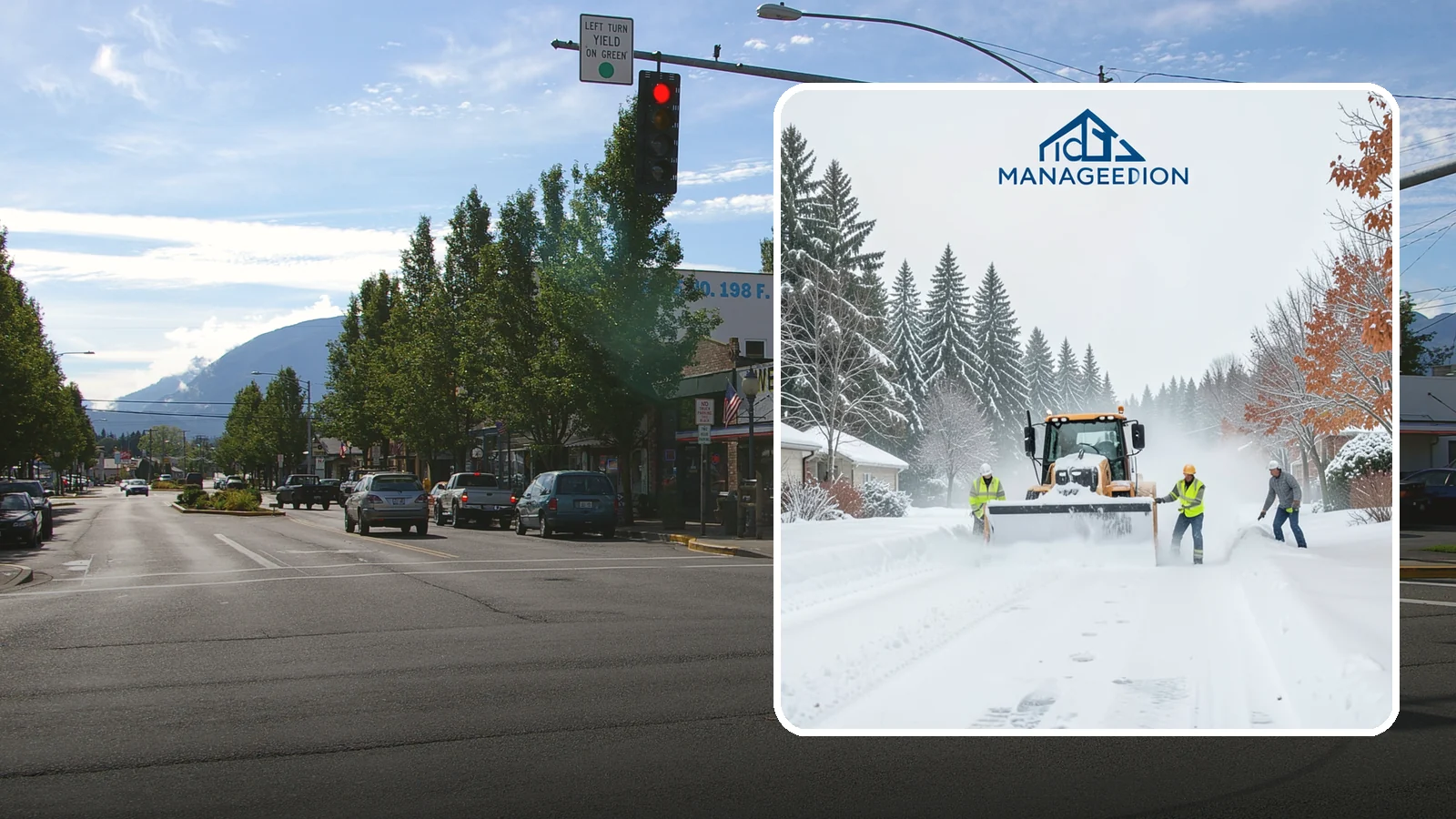 Snow Plowing in North Bend, King County, WA - Our truck-mounted snow plowing quickly clears driveways, lots, and access roads across Western Washington.