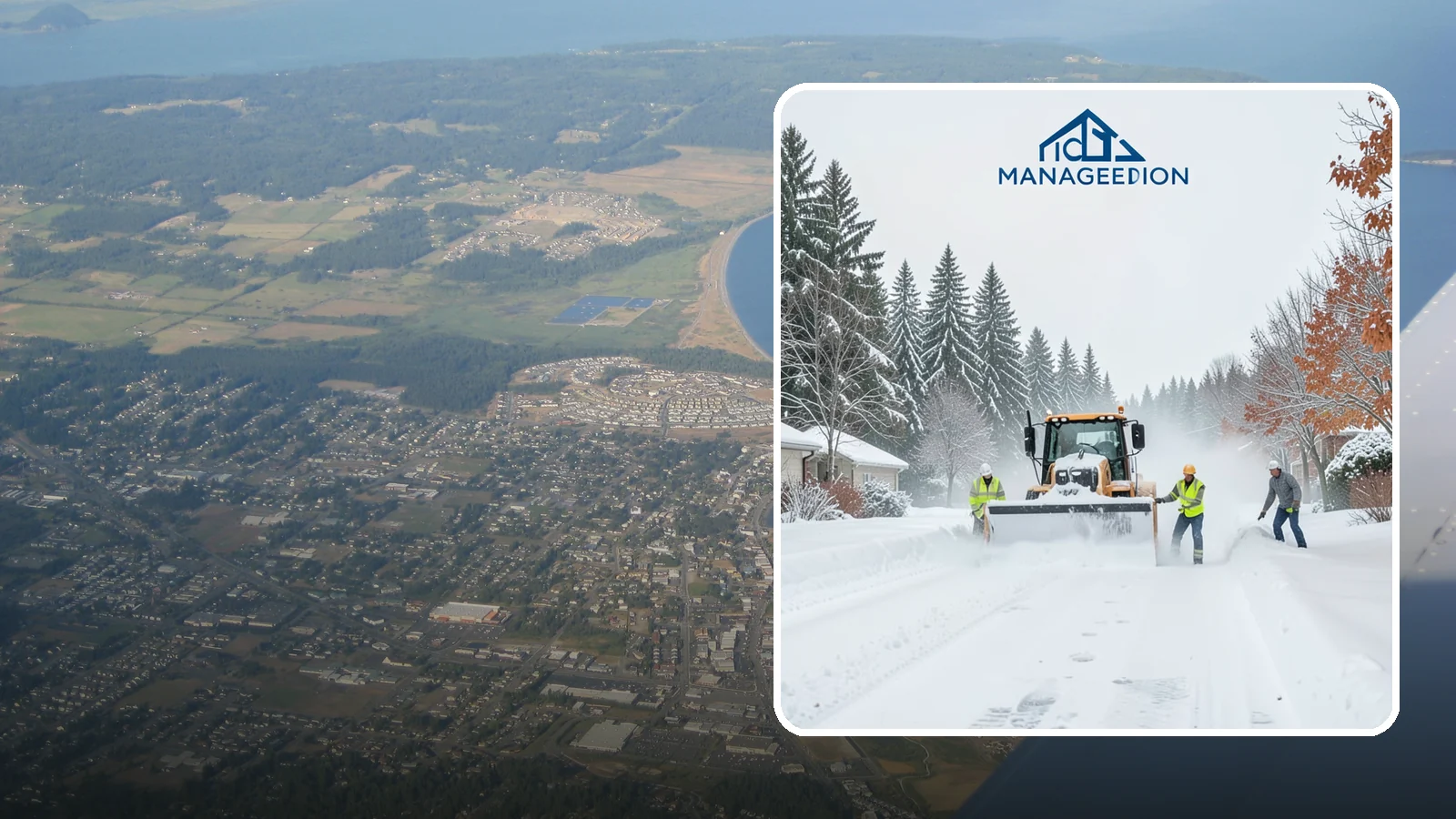 Snow Plowing in Oak Harbor, Island County, WA - Our truck-mounted snow plowing quickly clears driveways, lots, and access roads across Western Washington.