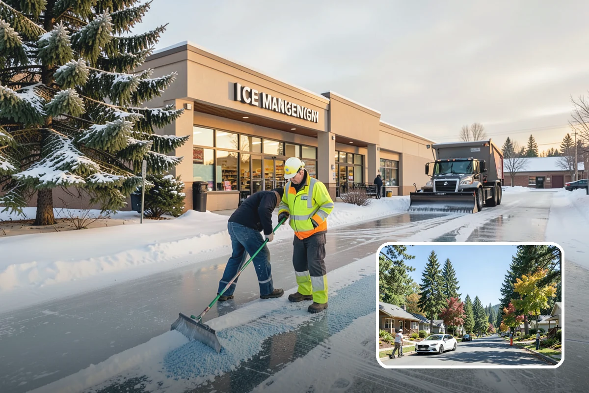 Snow Plowing in Orting, Pierce County, WA - Rapid clearing of large paved areas