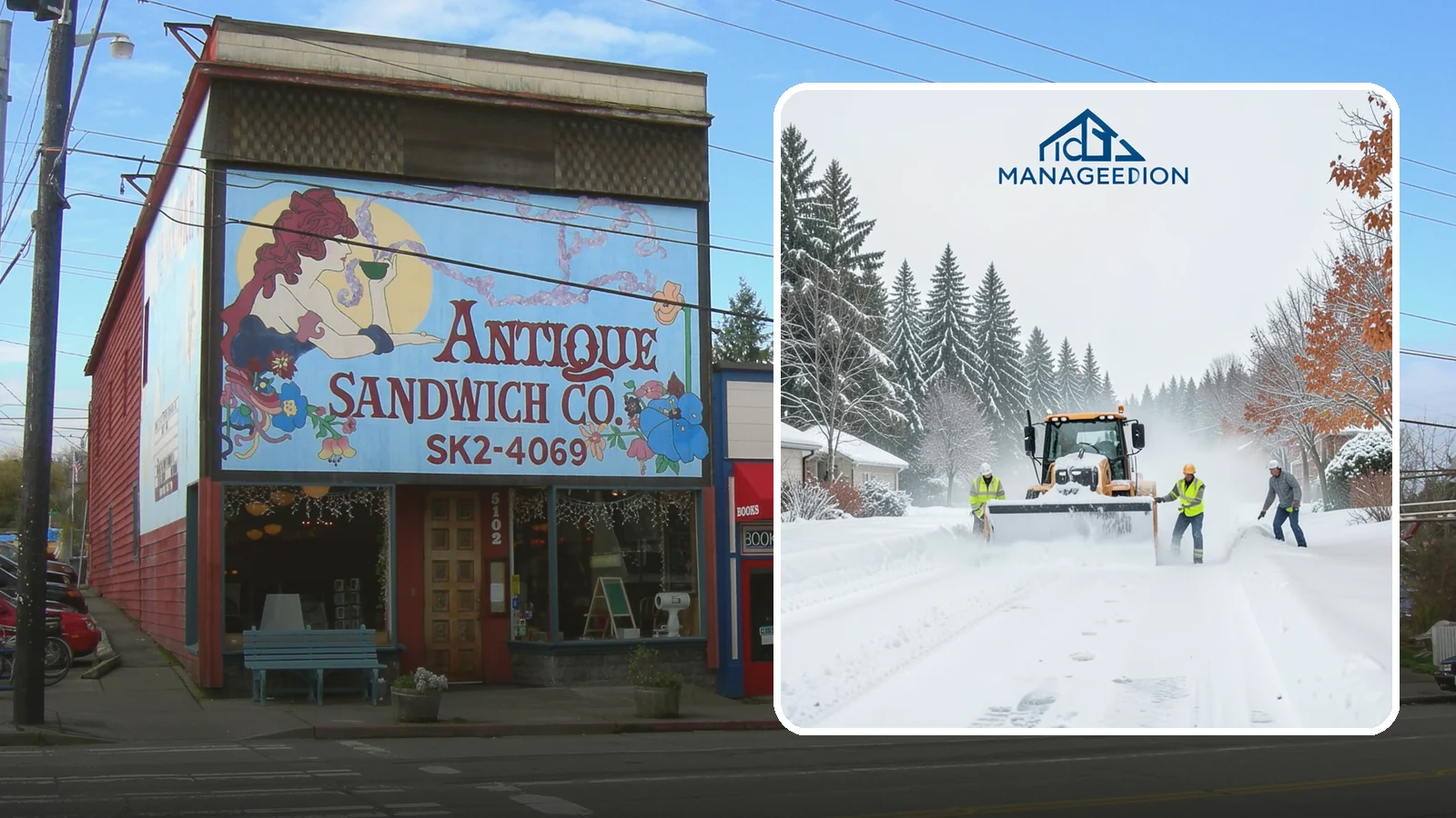 Snow Plowing in Ruston, Pierce County, WA - Our truck-mounted snow plowing quickly clears driveways, lots, and access roads across Western Washington.