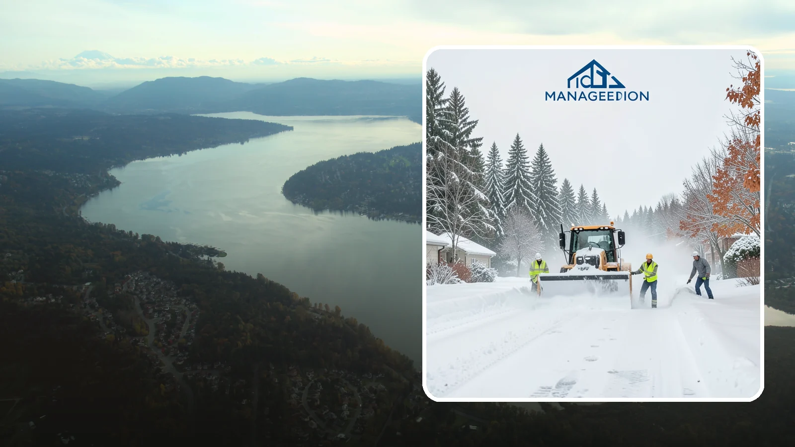 Snow Plowing in Sammamish, King County, WA - Our truck-mounted snow plowing quickly clears driveways, lots, and access roads across Western Washington.