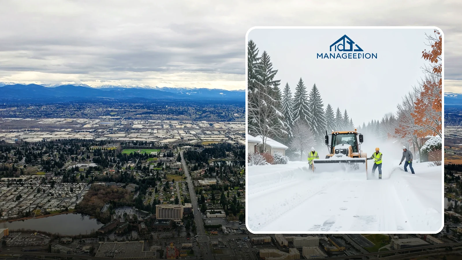 Snow Plowing in SeaTac, King County, WA - Our truck-mounted snow plowing quickly clears driveways, lots, and access roads across Western Washington.