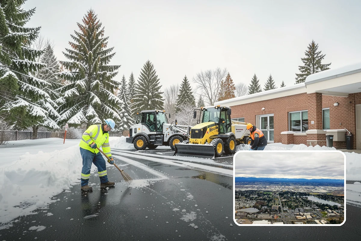 Snow Plowing in SeaTac, King County, WA - Rapid clearing of large paved areas