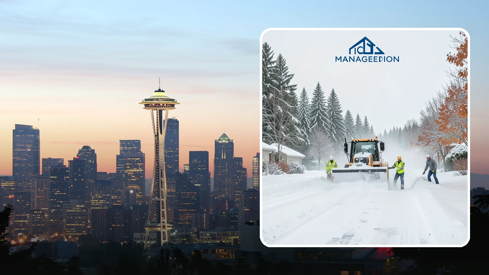 Snow Plowing in Seattle, King County, WA - Our truck-mounted snow plowing quickly clears driveways, lots, and access roads across Western Washington.