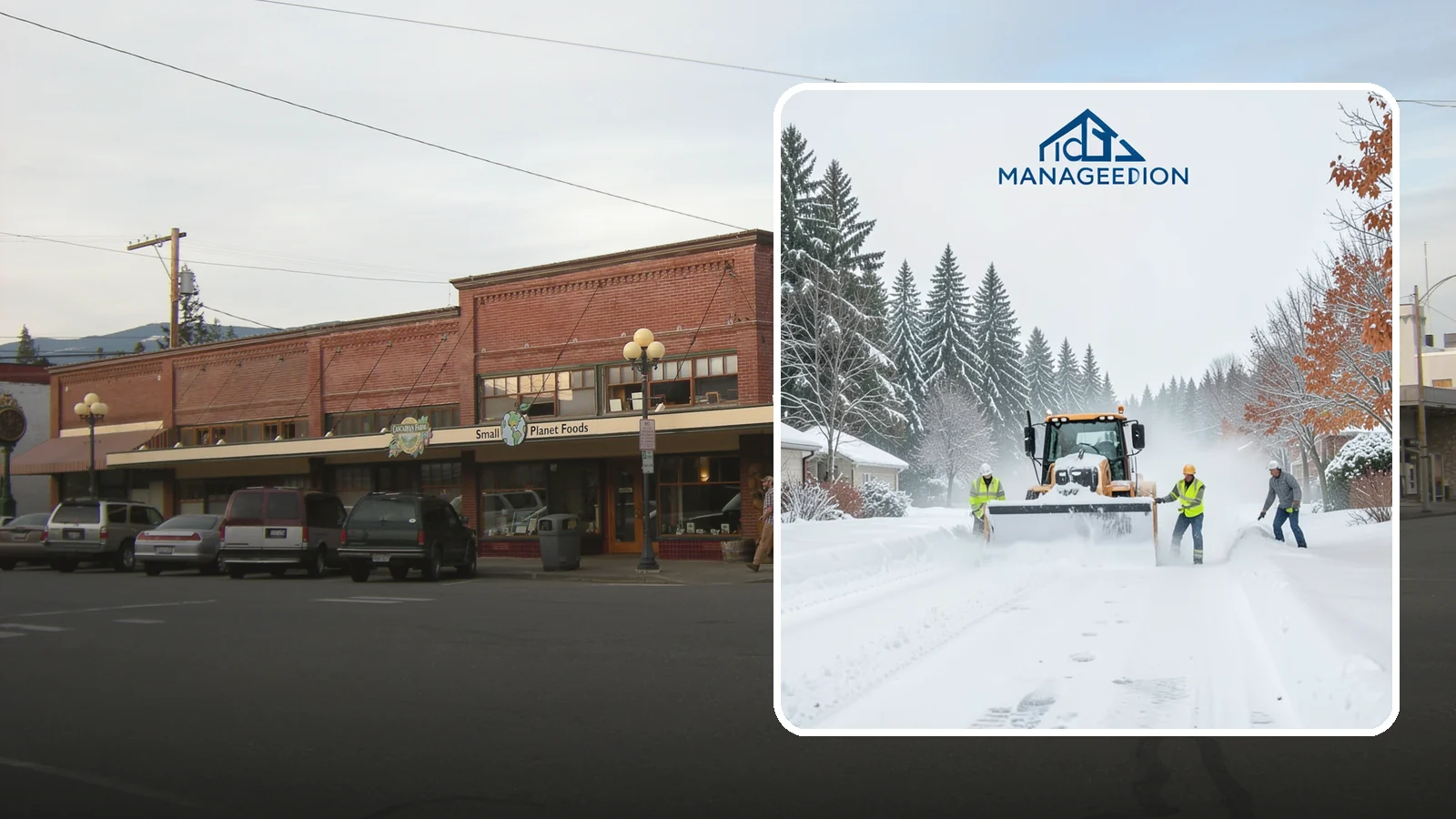 Snow Plowing in Sedro-Woolley, Skagit County, WA - Our truck-mounted snow plowing quickly clears driveways, lots, and access roads across Western Washington.
