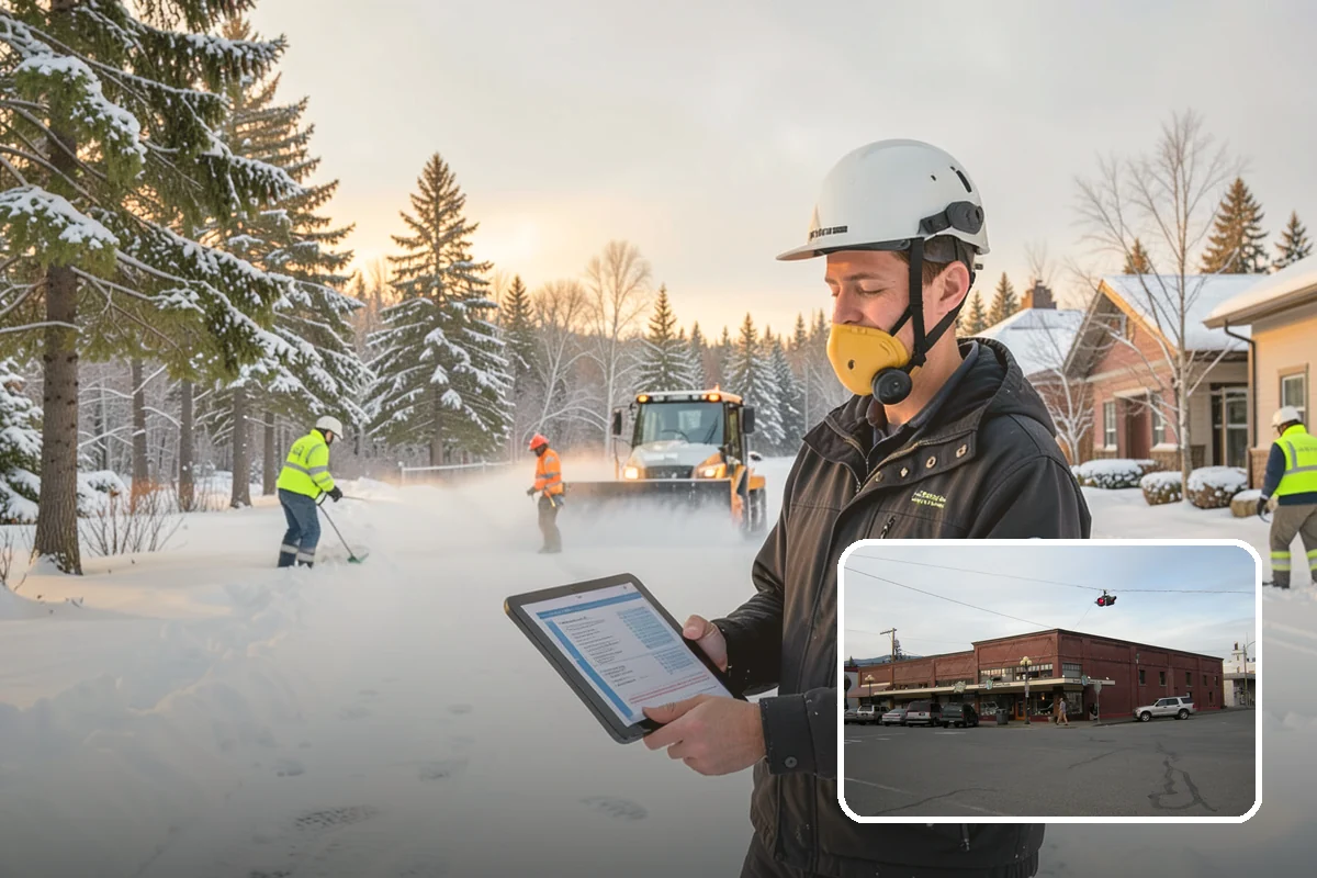 Snow Plowing in Sedro-Woolley, Skagit County, WA - Rapid clearing of large paved areas