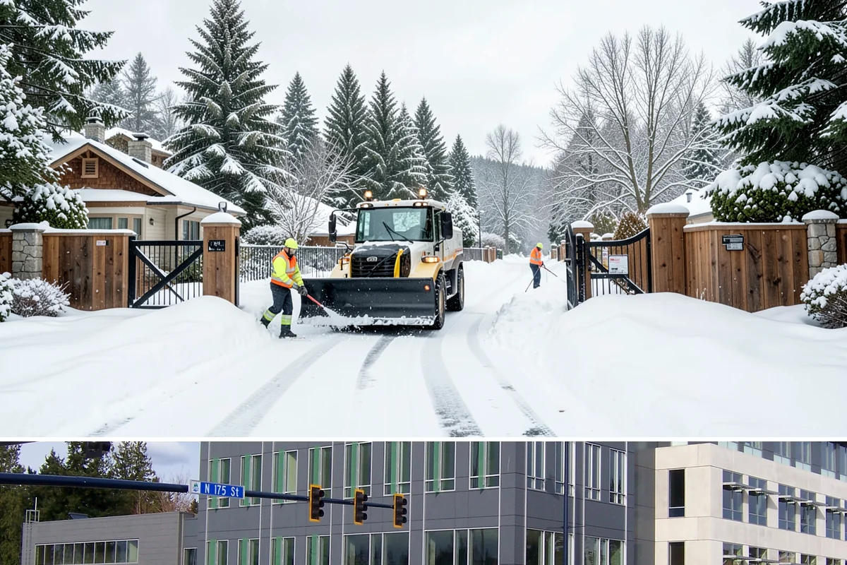 Snow Plowing in Shoreline, King County, WA - Plowing runs from the first accumulating snow, typically late November, through the end of the season in February or March.
