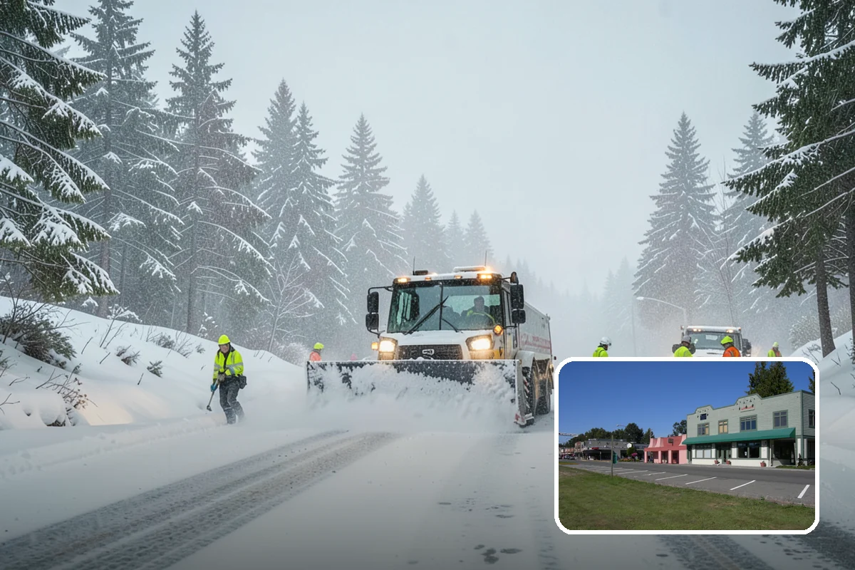 Snow Plowing in Snoqualmie, King County, WA - Rapid clearing of large paved areas