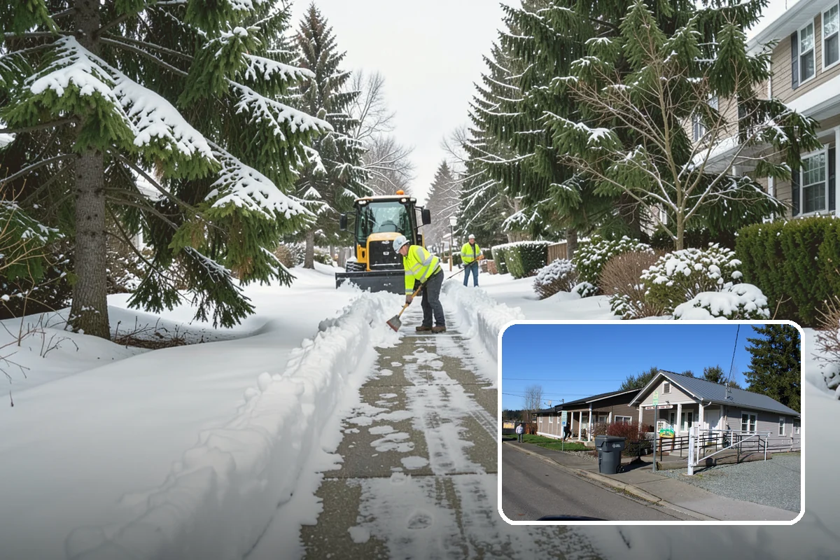 Snow Plowing in South Prairie, Pierce County, WA - Rapid clearing of large paved areas