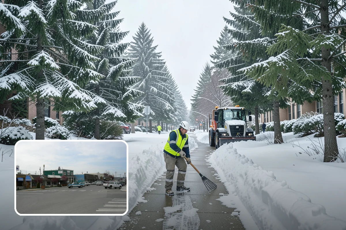 Snow Plowing in Stanwood, Snohomish County, WA - Rapid clearing of large paved areas