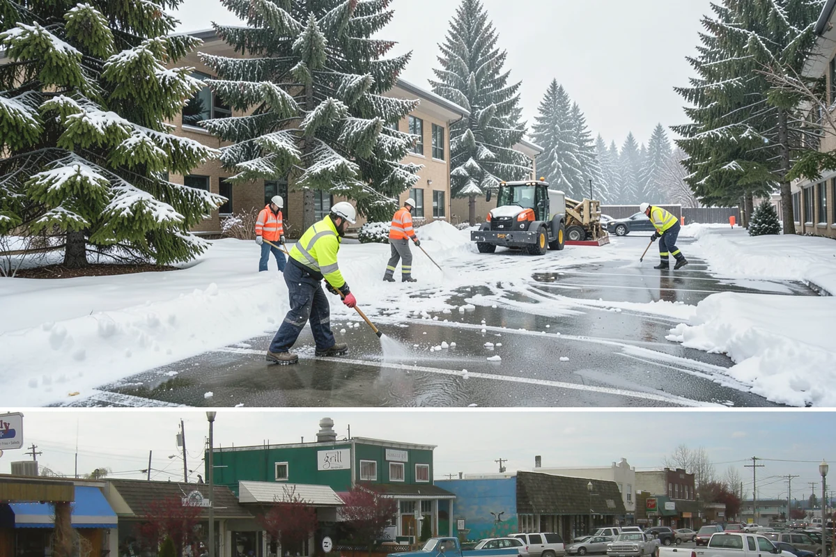 Snow Plowing in Stanwood, Snohomish County, WA - Plowing runs from the first accumulating snow, typically late November, through the end of the season in February or March.