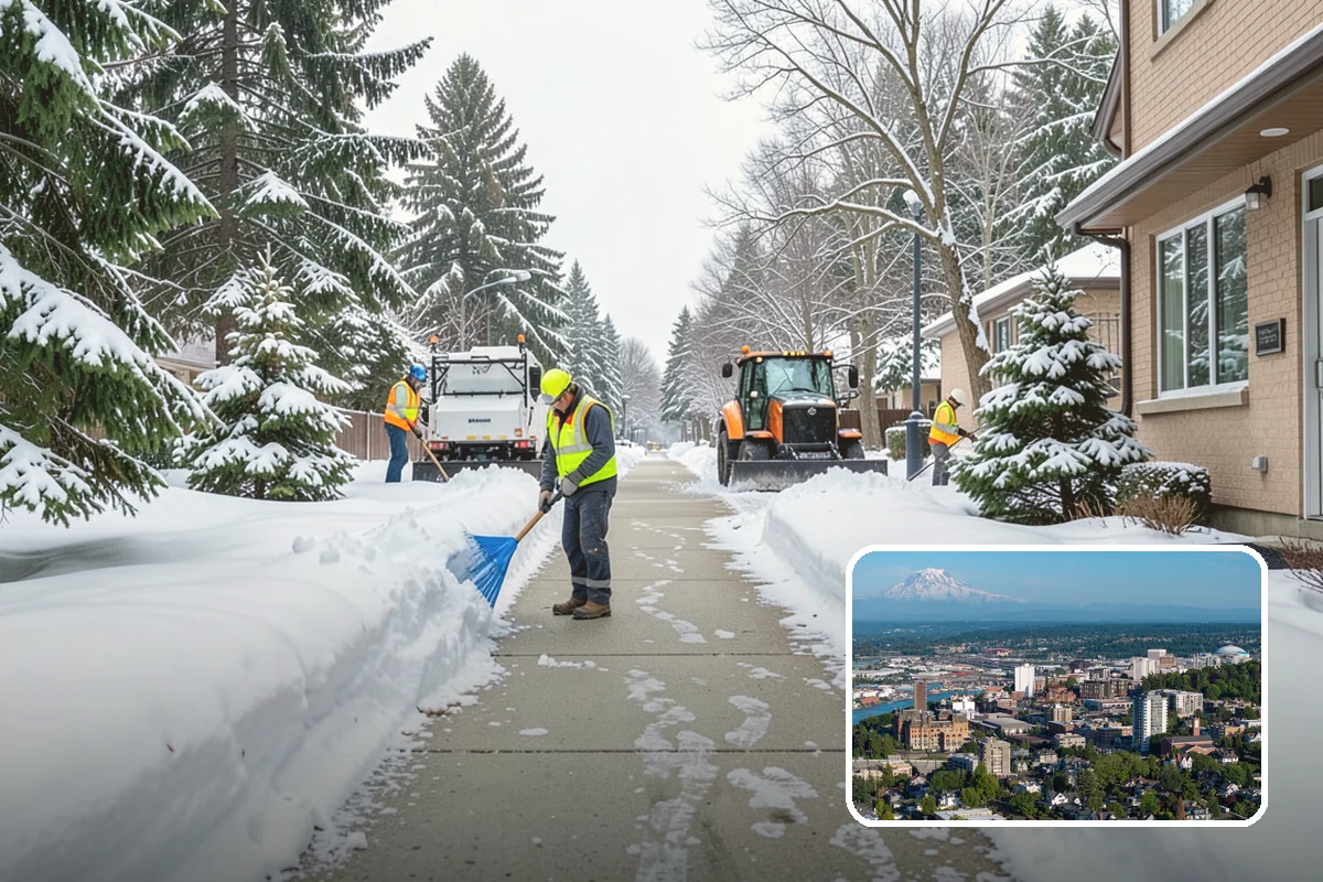 Snow Plowing in Tacoma, Pierce County, WA - Rapid clearing of large paved areas