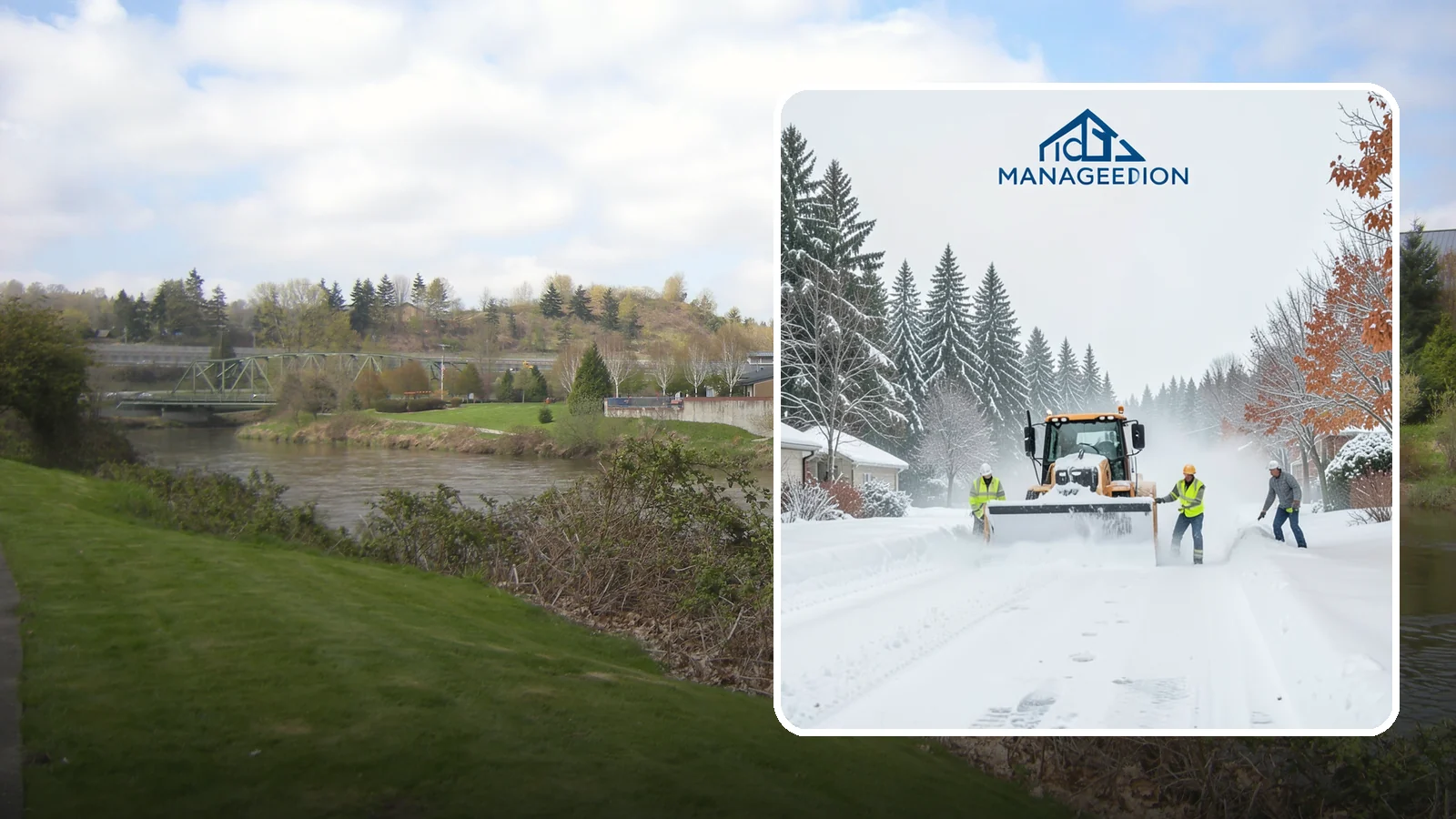 Snow Plowing in Tukwila, King County, WA - Our truck-mounted snow plowing quickly clears driveways, lots, and access roads across Western Washington.