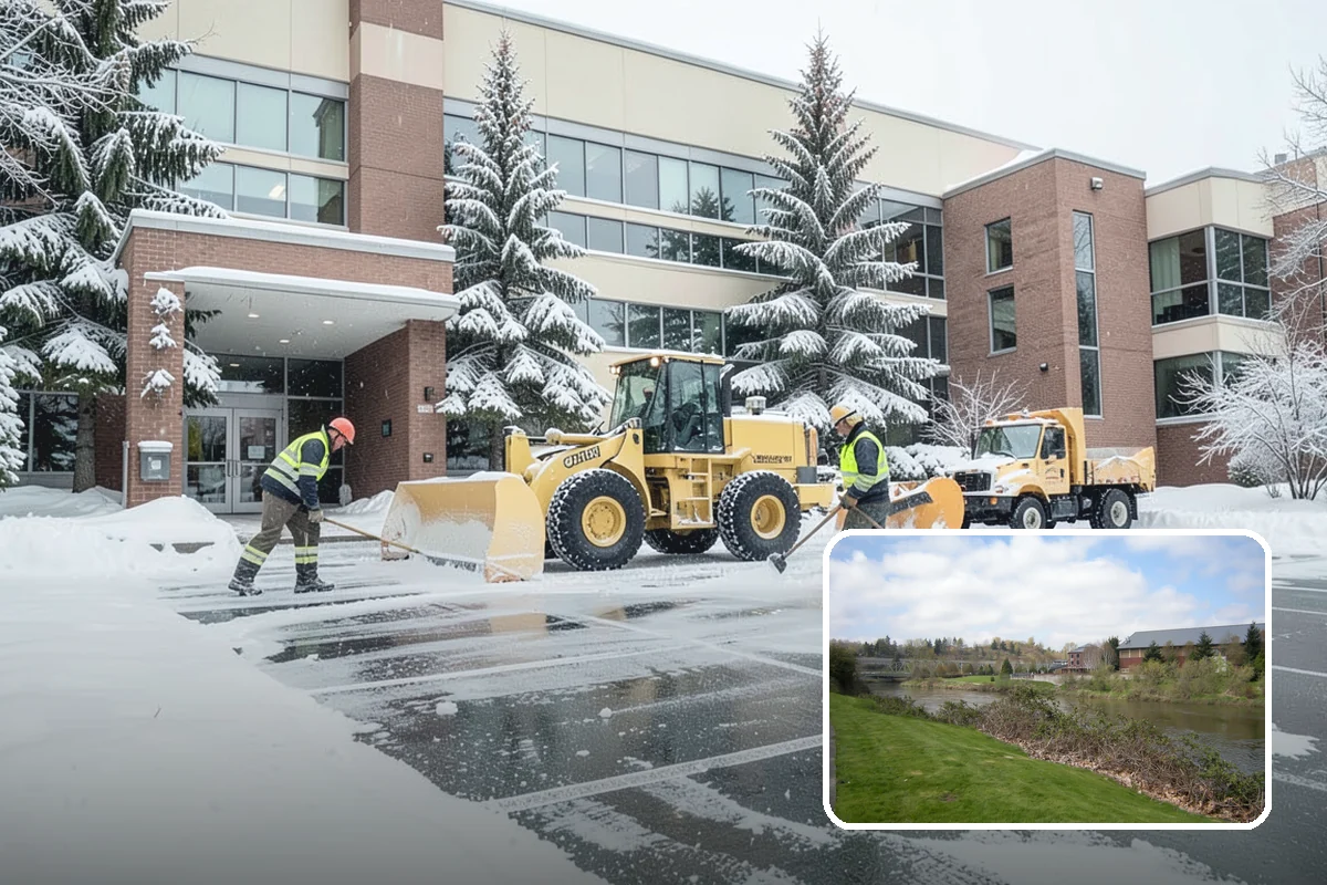 Snow Plowing in Tukwila, King County, WA - Rapid clearing of large paved areas