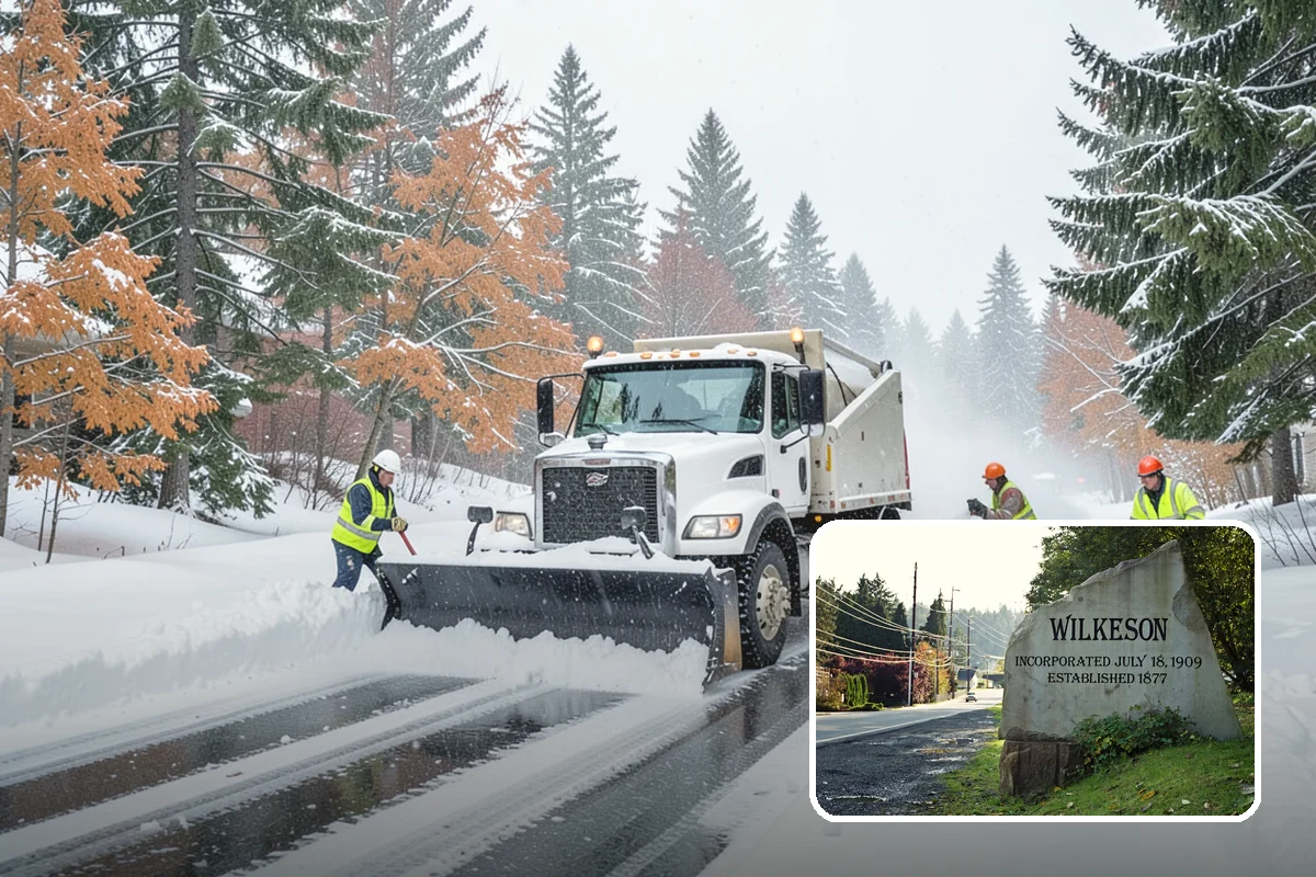 Snow Plowing in Wilkeson, Pierce County, WA - Rapid clearing of large paved areas