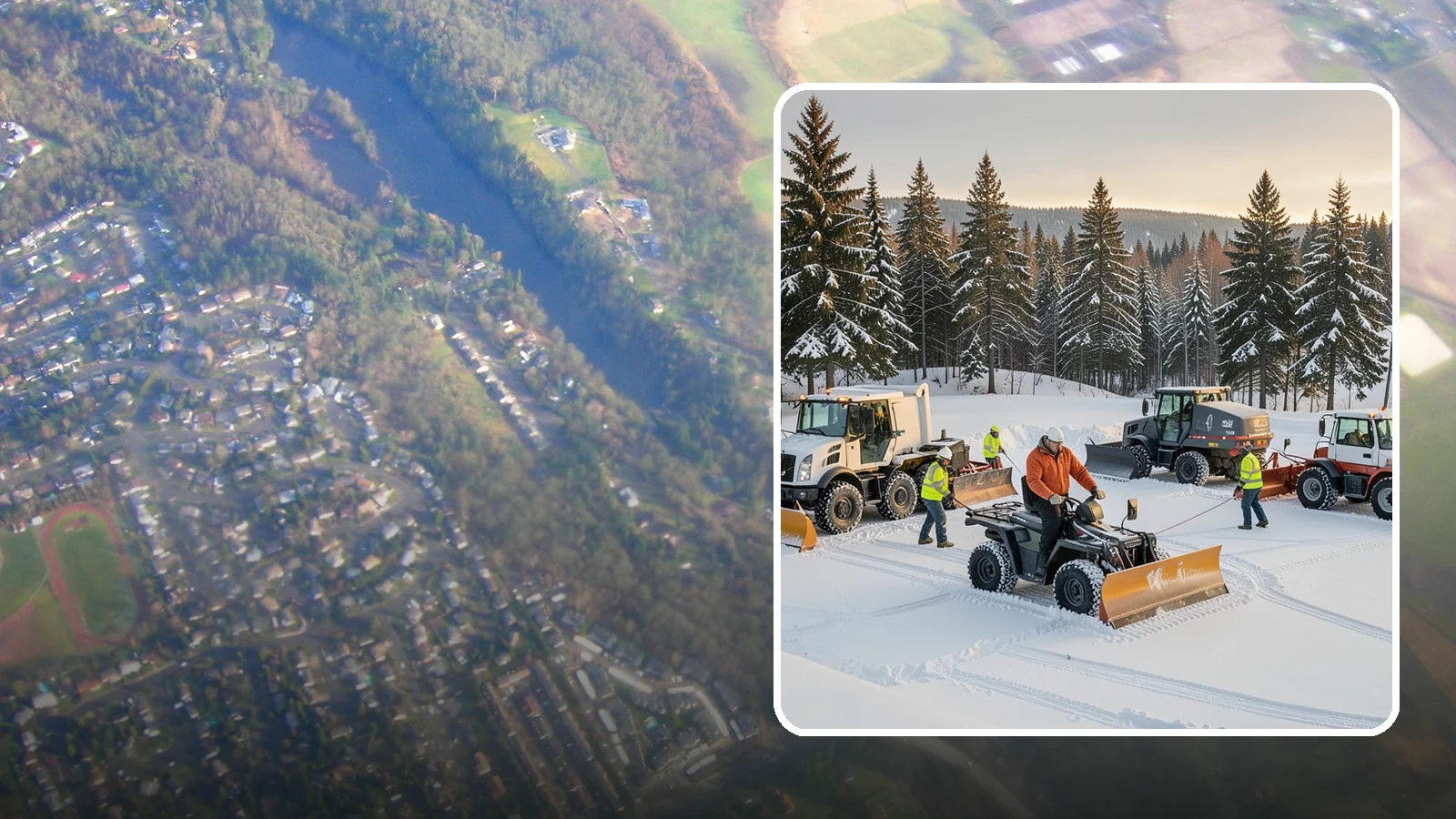 Snow Pusher Service in Algona, King County, WA - Our box-blade snow pushers clear wide open lots quickly by moving large volumes in every pass.