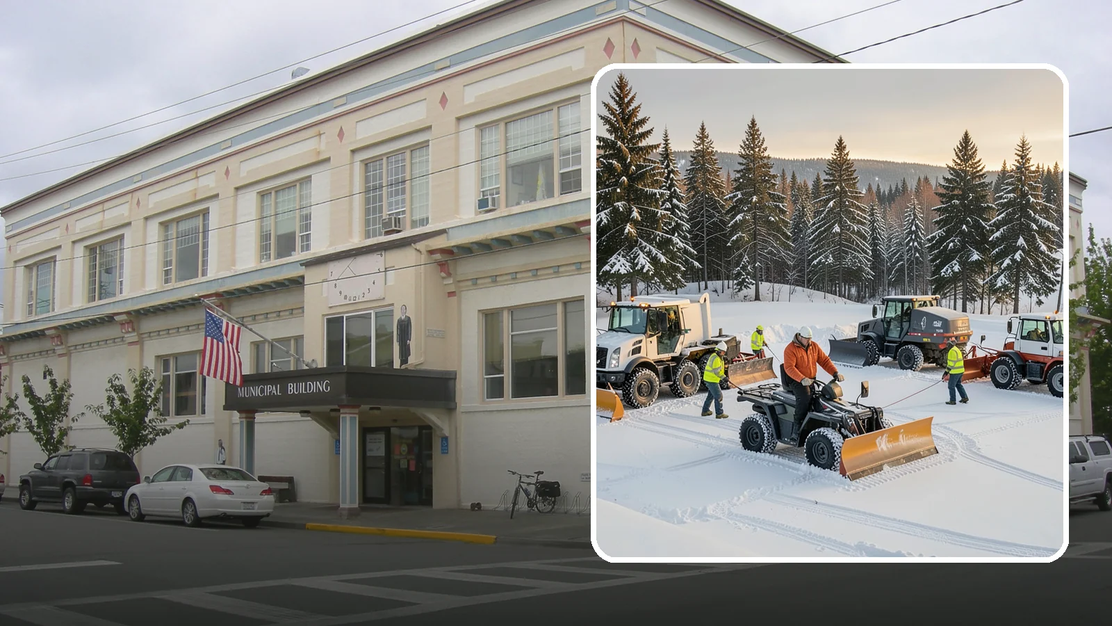 Snow Pusher Service in Anacortes, Skagit County, WA - Our box-blade snow pushers clear wide open lots quickly by moving large volumes in every pass.
