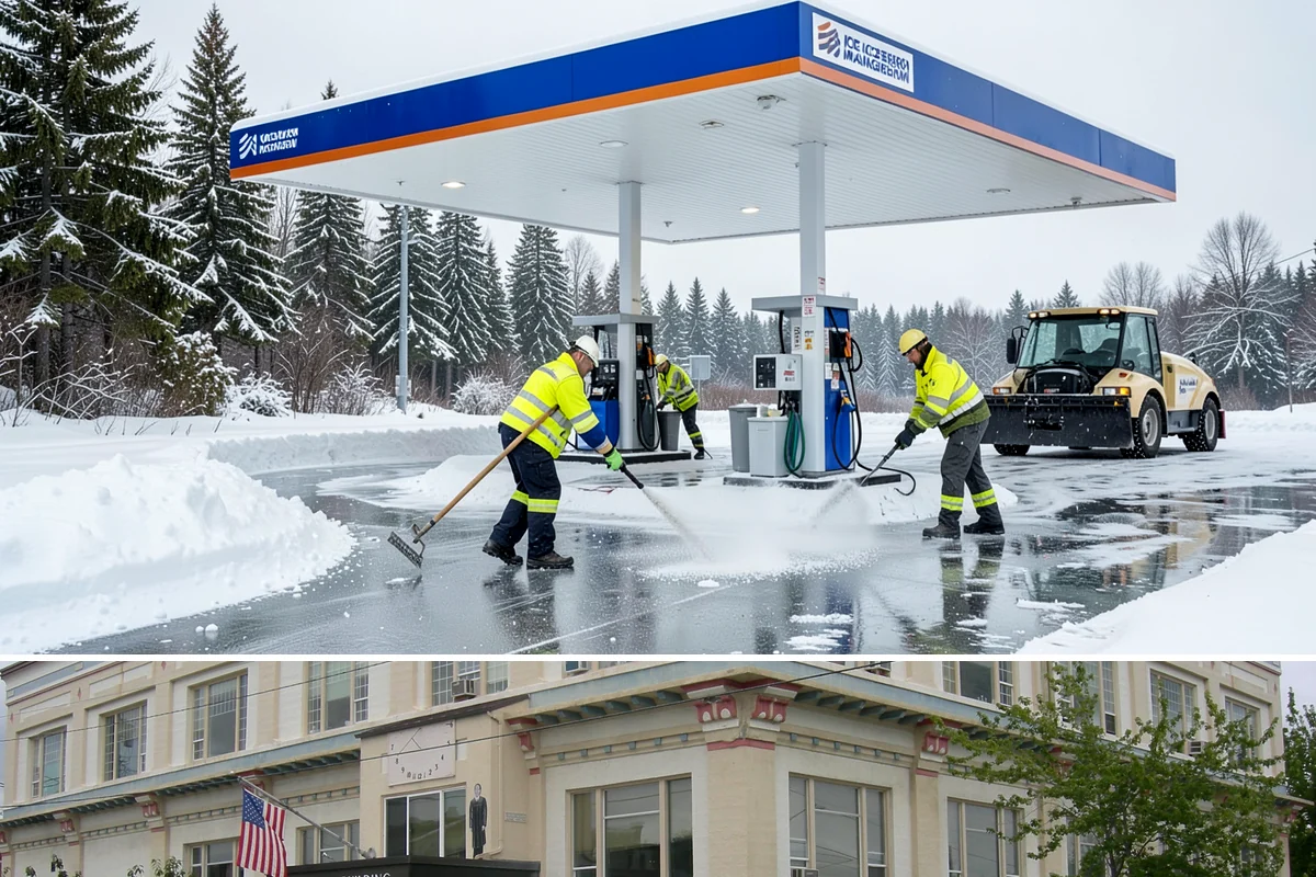 Snow Pusher Service in Anacortes, Skagit County, WA - Snow pusher service is in demand throughout the lowland snow season from late November through February on large commercial lots.